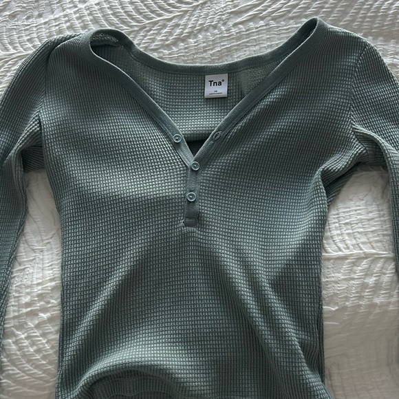 Blue/Grey Aritzia Waffle Top - Picture 1 of 3